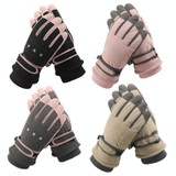1 Pair WZ-204 Outdoor Warm And Windproof Thickened Cycling Sports Anti-fall Gloves, Size: Free Code(Black Pink)