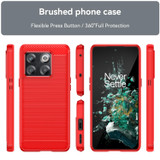For OnePlus 10T Brushed Texture Carbon Fiber TPU Phone Case (Red)