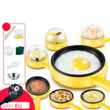 350W Electric Egg Omelette Cooker Frying Pan Steamer Cooker,EU Plug,Style: Pan+Wood Shovel Pink