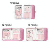 Stainless Steel Nail Clipper Set Beauty Eyebrow Trimmer, Color: 18 PCS/Set (Pink)