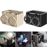 Car Paper Box Hanging Armrest Box Storage Box Cup Holder(Black Double Cup)