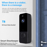 T8  720P Wireless Wifi Remote Video Doorbell Intercom Infrared Night Vision AI Recognition Doorbell, Spec: Without Battery