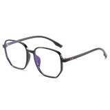 Literary Retro Anti-Blue Light Glasses Frame Light Polygonal Frame Flat Lens Eyeglass(Clear White)