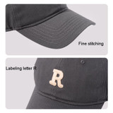 Large Cap Size Duck Tongue Hat R Labeled Letter Soft Top Baseball Caps(Dark Gary)