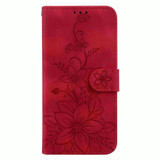 For Tecno Pova Neo 3 Lily Embossed Leather Phone Case(Red)