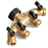 Garden Watering Agricultural Irrigation Family Car Wash Faucet Copper 4-way Ball Valve Water Divider(American Thread)