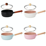 18cm With Cover Boil Instant Noodles Non-Stick Pan Baby Food Supplement Pan Maifan Stone Small Milk Pot(Black)