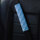 1pair Car Plush Seat Belt Embroidered Shoulder Pad Cover(Blue)