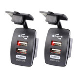 2 PCS Switch Type Dual USB 3.1A Car Charger 12-24V(Red Light)