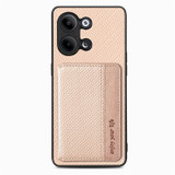 For OPPO Reno9 Carbon Fiber Magnetic Card Bag Phone Case(Khaki)