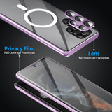 For Samsung Galaxy S21 Ultra 5G HD Full Cover Magsafe Magnetic Metal Tempered Glass Phone Case(Purple)