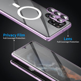 For Samsung Galaxy S21+ 5G HD Full Cover Magsafe Magnetic Metal Tempered Glass Phone Case(Purple)