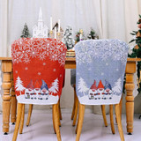 Christmas Cartoon Forest Snowflake Chairs Cover Decorative Supplies(Red)