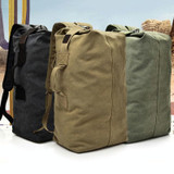 FM308 Large Capacity Outdoor Travel Man Canvas Double Shoulder Backpack Student Schoolbag, Specification: Large Khaki