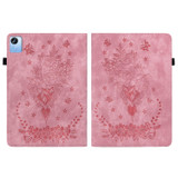 For Realme Pad X Butterfly Rose Embossed Leather Tablet Case(Pink)