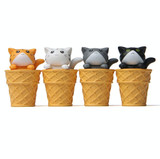 Gourmet Series Ice Cream Cat Ornament Doll Micro Landscape Gardening Decoration(White Cat)