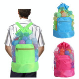Double Shoulder Mesh Backpack Toy Storage Beach Bag For Children(Green)