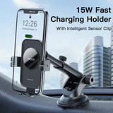 Yesido C118 15W Car Wireless Fast Charger Smart Induction Suction Cup Phone Holder(Black)