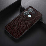 For OPPO Reno8 Pro+ 5G China / 8 Pro 5G Foreign Crocodile Top Layer Cowhide Leather Phone Case(Coffee)