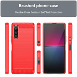 For Sony Xperia 10 V Brushed Texture Carbon Fiber TPU Phone Case(Red)