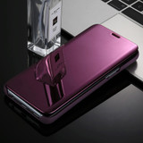 For Galaxy S9+ Electroplating Mirror Horizontal Flip Leather Case with Holder (Purple)
