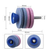 4 PCS Lawn Mower Sharpener Grinding Wheel Sharpener Industrial Grinding Head, Specification: 4-layer Blue+Pink