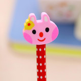 50 PCS Creative Stationery Cartoon Animals Series Wooden HB Pencil with Eraser Children Pencils For Kids School Office Supply, Random Color Delivery