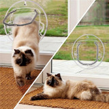 Pet Supplies PC Material Round Glass Door Cat Puppy Door Hole(Transparent)