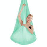 Indoor Anti-gravity Yoga Knot-free Aerial Yoga Hammock with Buckle / Extension Strap, Size: 400x280cm(Lake Green)