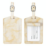 Marbled PU Leather Luggage Tag Oil Edge Sewing With Metal Hardware Buckle(Yellow)