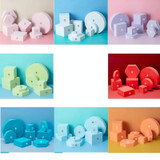 8 in 1 Different Sizes Geometric Cube Solid Color Photography Photo Background Table Shooting Foam Props (Grey)