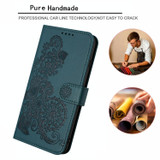 For OPPO Reno8 Datura Flower Embossed Flip Leather Phone Case(Dark Green)