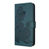 For OPPO A54 Datura Flower Embossed Flip Leather Phone Case(Dark Green)