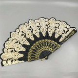 Spain Style Plastic Folding Fan Peacock Lace Fan Ladies Dance Gilding Fan, Size:23x42cm(Black)