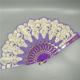 Spain Style Plastic Folding Fan Peacock Lace Fan Ladies Dance Gilding Fan, Size:23x42cm(Purple)
