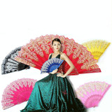 Spain Style Plastic Folding Fan Peacock Lace Fan Ladies Dance Gilding Fan, Size:23x42cm(Purple)