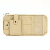 Car Sun Visor Multifunctional Storage Bag Glasses ID Holder(Beige)