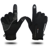 HUMRAO Outdoor Riding Gloves Winter Velvet Thermal Gloves Ski Motorcycle Waterproof Non-Slip Gloves, Size: M(Black)