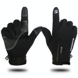 HUMRAO Outdoor Riding Gloves Winter Velvet Thermal Gloves Ski Motorcycle Waterproof Non-Slip Gloves, Size: XL(Black)