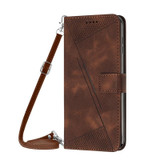 For Realme 10 4G Dream Triangle Leather Phone Case with Lanyard(Brown)