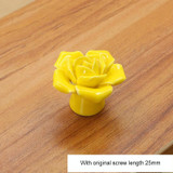 4 PCS 41mm Rose Shape Modern Literary Color Glazed Ceramic Cabinet Drawer Handle(Yellow)