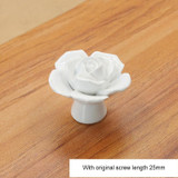 4 PCS 41mm Rose Shape Modern Literary Color Glazed Ceramic Cabinet Drawer Handle(White)