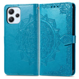 For Xiaomi Redmi 12 Mandala Flower Embossed Leather Phone Case(Blue)