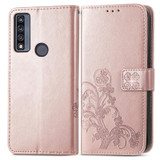 For TCL 4X 5G Four-leaf Clasp Embossed Buckle Leather Phone Case(Rose Gold)