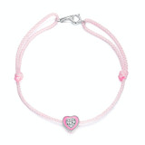 S925 Sterling Silver Pink Heart Anklet Women Jewelry