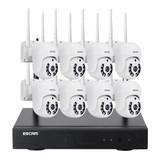 ESCAM WNK718 HD 3.0 Million Pixels 8-channel Wireless + 8IPC Wireless NVR Security System, UK Plug