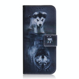 For Samsung Galaxy M33 5G Coloured Drawing Leather Phone Case(Wolf and Dog)
