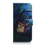 For Samsung Galaxy M33 5G Coloured Drawing Leather Phone Case(Oil Painting Owl)