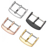 10 PCS IP Plated Stainless Steel Pin Buckle Watch Accessories, Color: Black 22mm