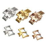 VC Stainless Steel Butterfly Pin Buckle Watch Accessories, Style: 16mm Buckle(Gold)